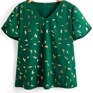 SHEIN Curve top, Kelly green and gold, size 4X